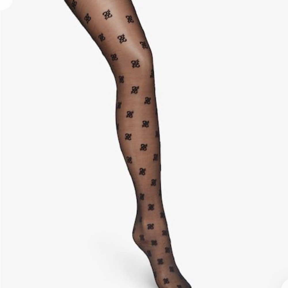 Fendi Black Logo Patterned Hosiery